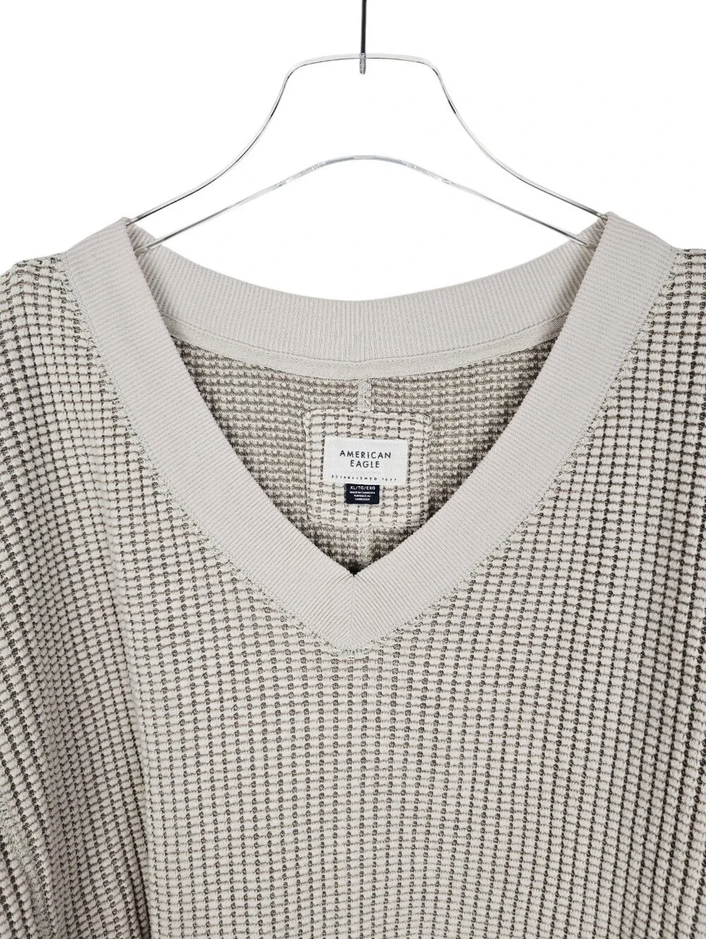 American Eagle Big Hug V-Neck Oversized Waffle Sweatshirt - Picture 6 of 10
